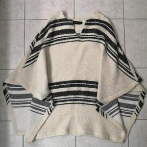 00S vintage Zara Black and white striped poncho